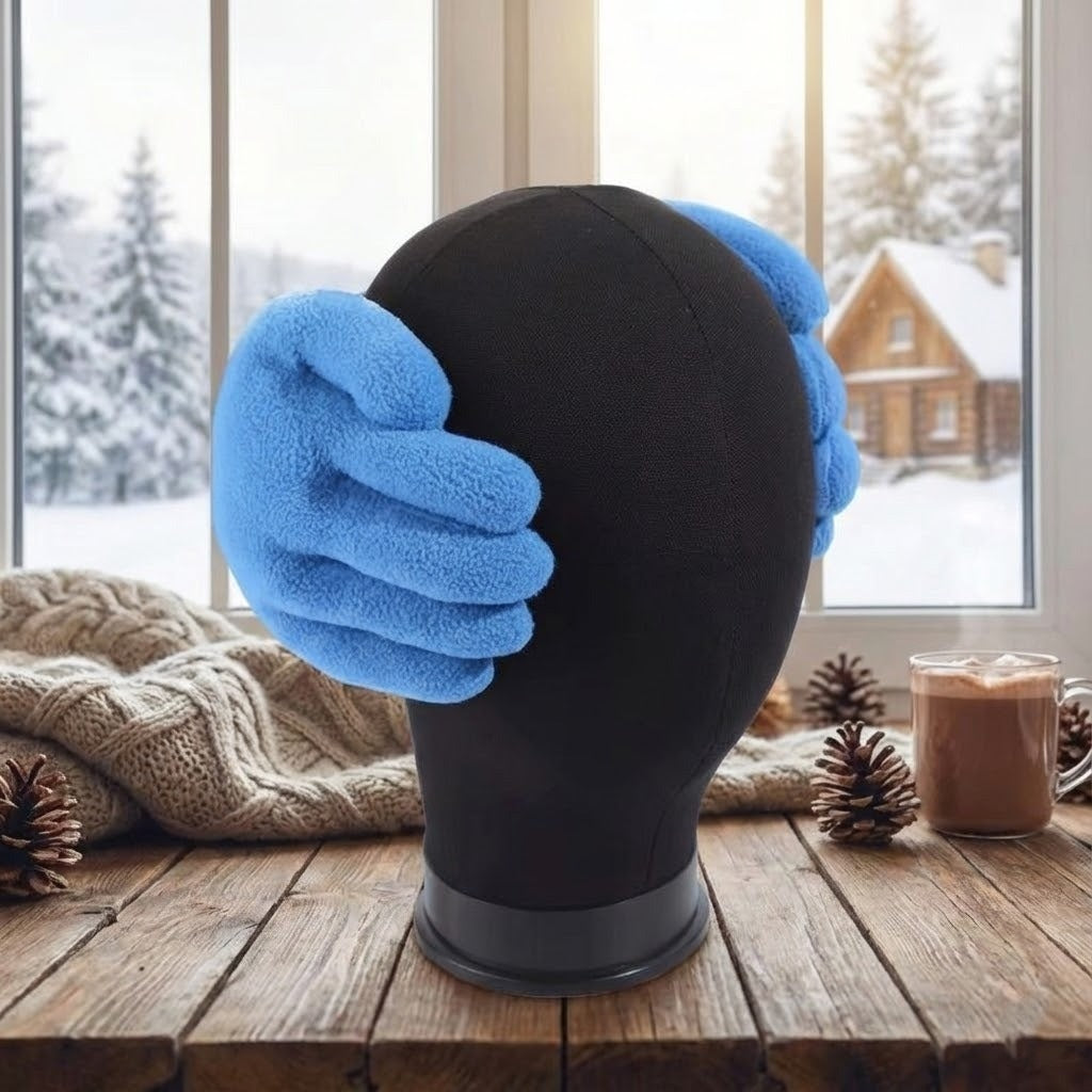 Plush Hand-Shaped Ear Warmers – Cozy Padded Earmuffs for Cold Weather | Winter Headband Accessory for Men & Women | Soft Cotton Ear Covers | Thomler