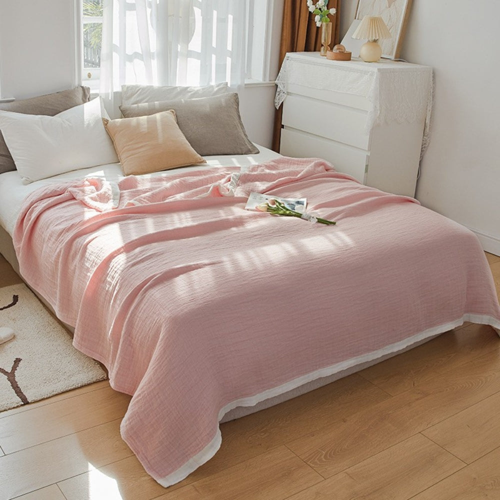 6-Layer Muslin Cotton Blanket Breathable Soft Throw Full Queen King Size for Bed Couch All-Season Lightweight Bedspread Adults Kids | Thomler