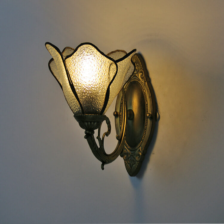 Wall Lamp Iron Resin 9.8 in x 7.9 in Glass Shade Blue Red Pink Clear Bronze Bedside Living Room Bedroom Study LED Incandescent Fluorescent Fixture | Thomler