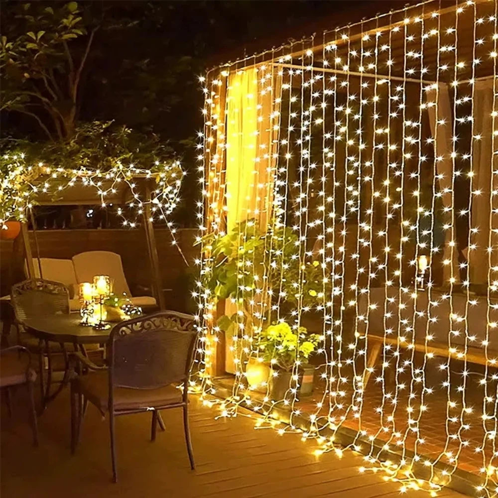LED Curtain String Lights Warm White USB Powered with Remote 8 Modes for Indoor Outdoor Patio Bedroom Wedding Party Decorative Waterproof | Thomler