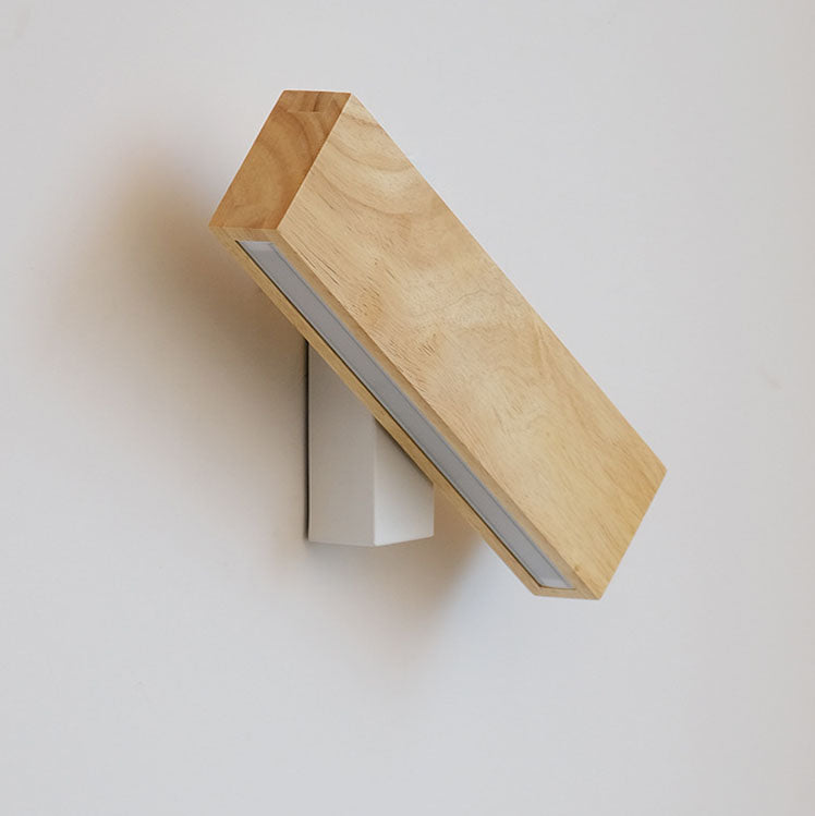 Rotating LED Wall Sconce with Wood Accent – Adjustable Minimalist Light for Bedroom & Living Room | Thomler