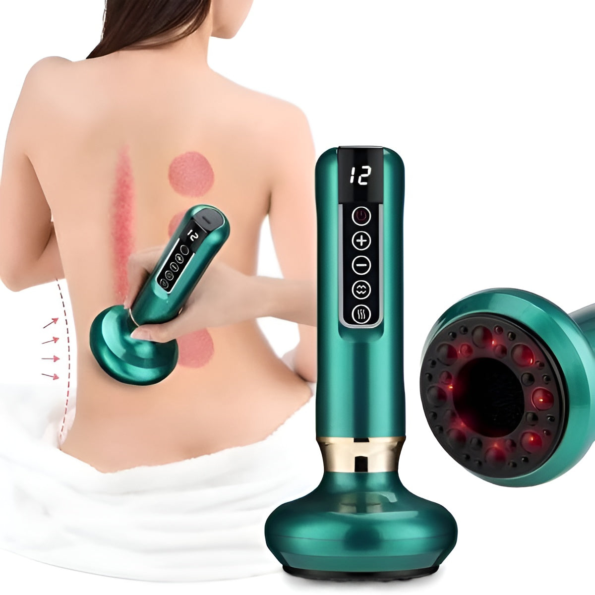Cordless Handheld Muscle Massager with Suction & Heat Technology for Deep Tissue Relief at Home | Thomler