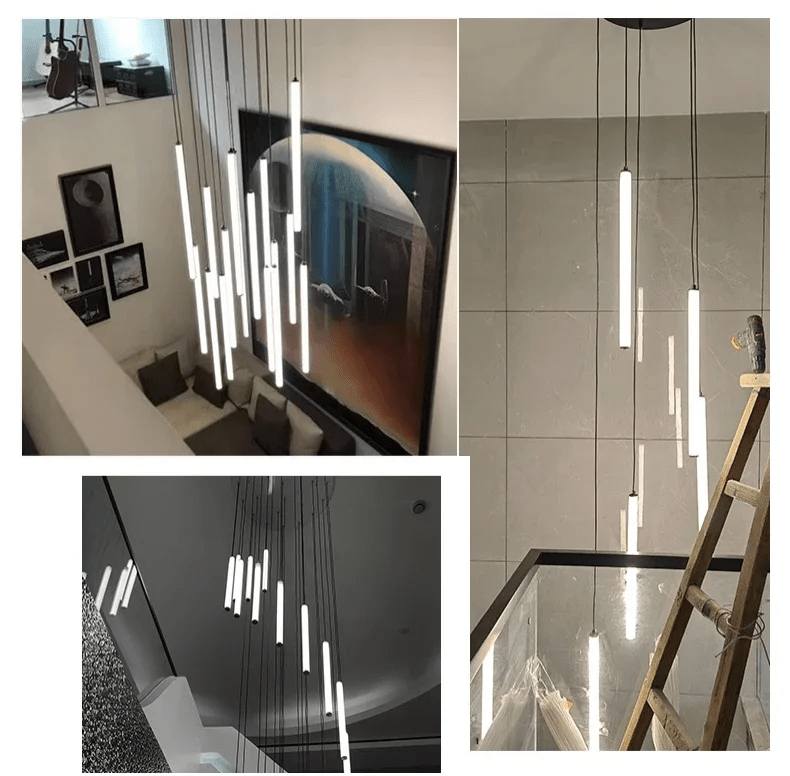 Pendant Light Iron Acrylic 300.0 cm Adjustable Spiral Staircase High Ceiling LED Hanging Lamp Entryway Foyer Lighting | Thomler