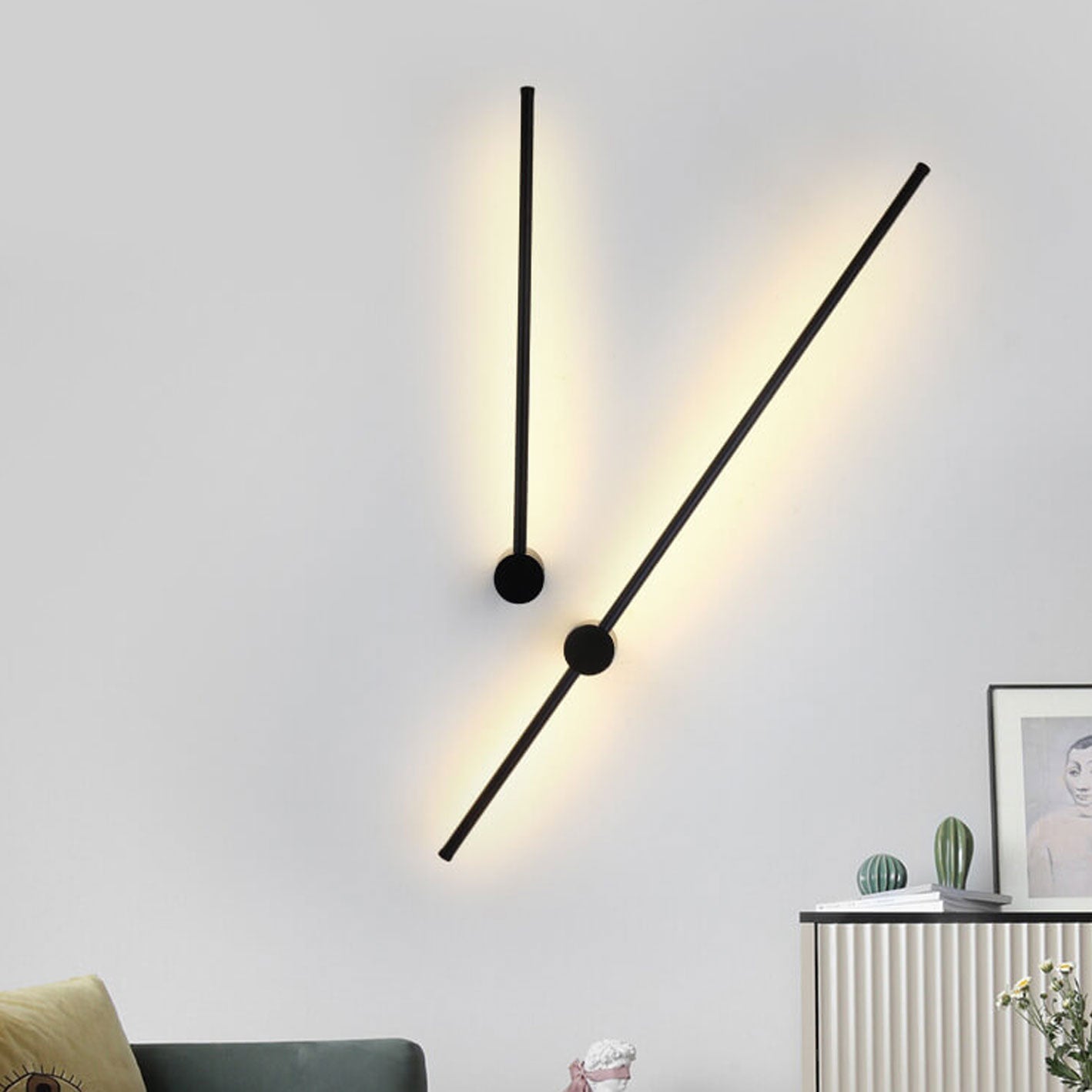 Wall Lamp Aluminium LED 80.0 cm Black Bedroom Hallway Minimalist Linear Mood Lighting Fixture | Thomler