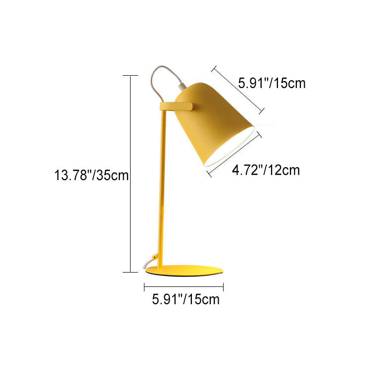 Single-Light Desk Lamp with Metal Bucket Shade in Soft Pastel Finish for Bedroom Nightstand or Living Room Side Table | Thomler