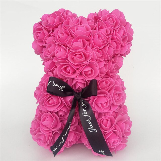 Foam Rose Bear Gift for Valentine's Day Anniversaries Birthdays – Teddy Shaped Rose Bouquet in Red Pink White Blue for Him Her – Forever | Thomler