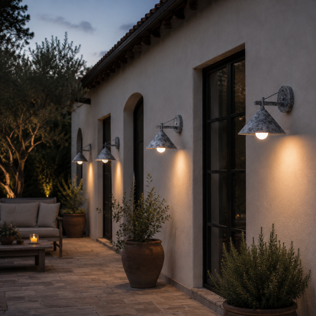 Metal Geometric Sconce for Porches, Patios & Entryways – Weatherproof E27 Fixture | Thomler