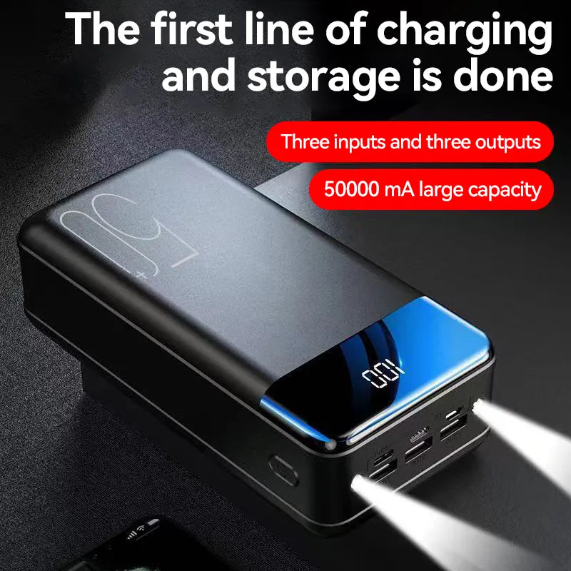 50000mAh Portable Charger 3-Port Fast Charging Power Bank for iPhone Android Tablet Travel Emergency Battery Pack | Thomler