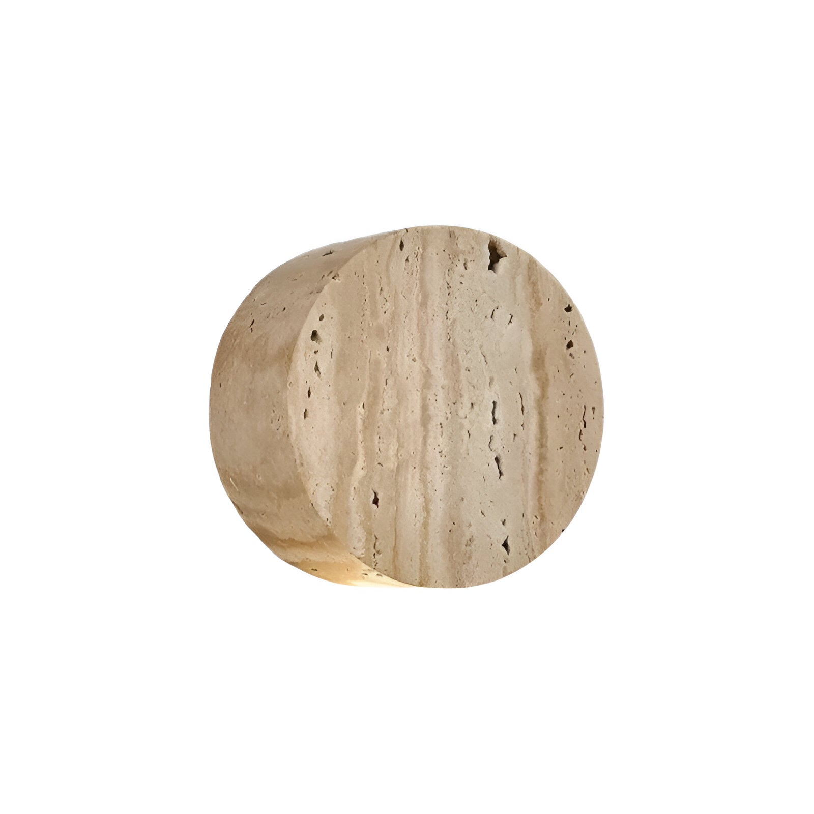 Wall Lamp Travertine Stone 3.9 in Round Frosted Glass Bedroom Hallway Ambient Up Down Light Minimalist Japandi Fixture | Thomler