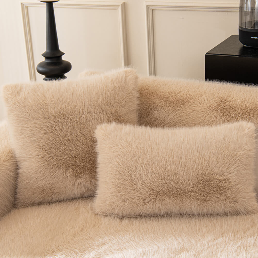 Plush Faux Mink Couch Protector with Grip-Back – Furniture Throw for Living Room Sofa Loveseat Chair Sectional | Thomler