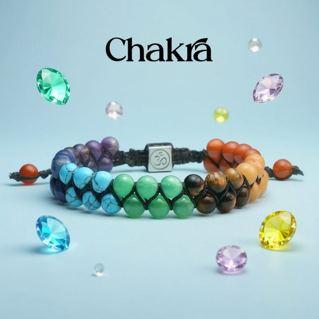 Natural Stone Chakra Bracelet – Adjustable Braided Cord Design for Men & Women, Lightweight & Colorful | Thomler