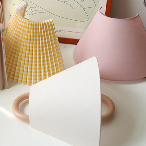 Fabric Half-Moon Wall Sconce with Natural Wood Backplate for Bedroom & Living Room | Thomler