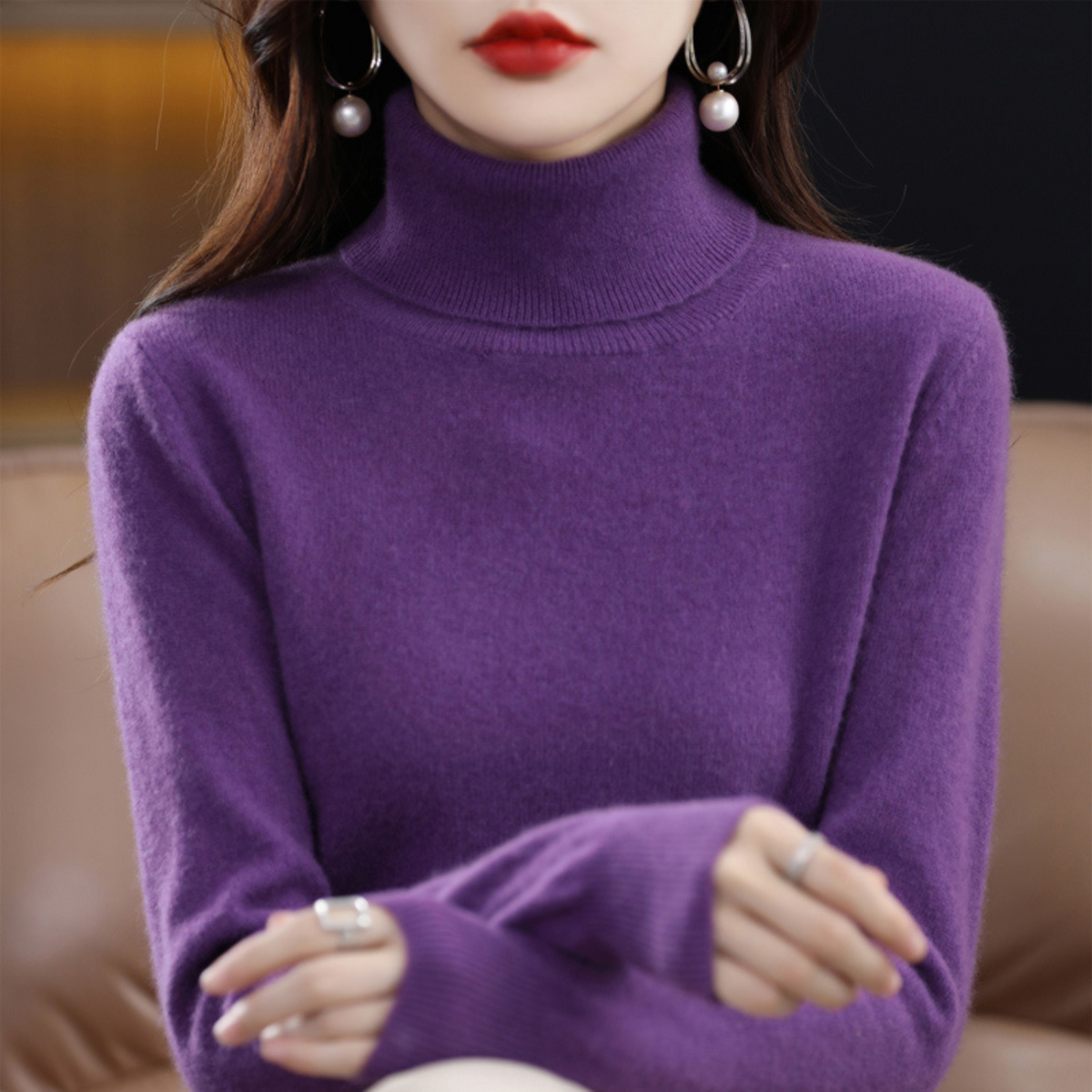 Women's Cashmere Turtleneck Sweater – Soft Knit Pullover for Fall & Winter | Thomler