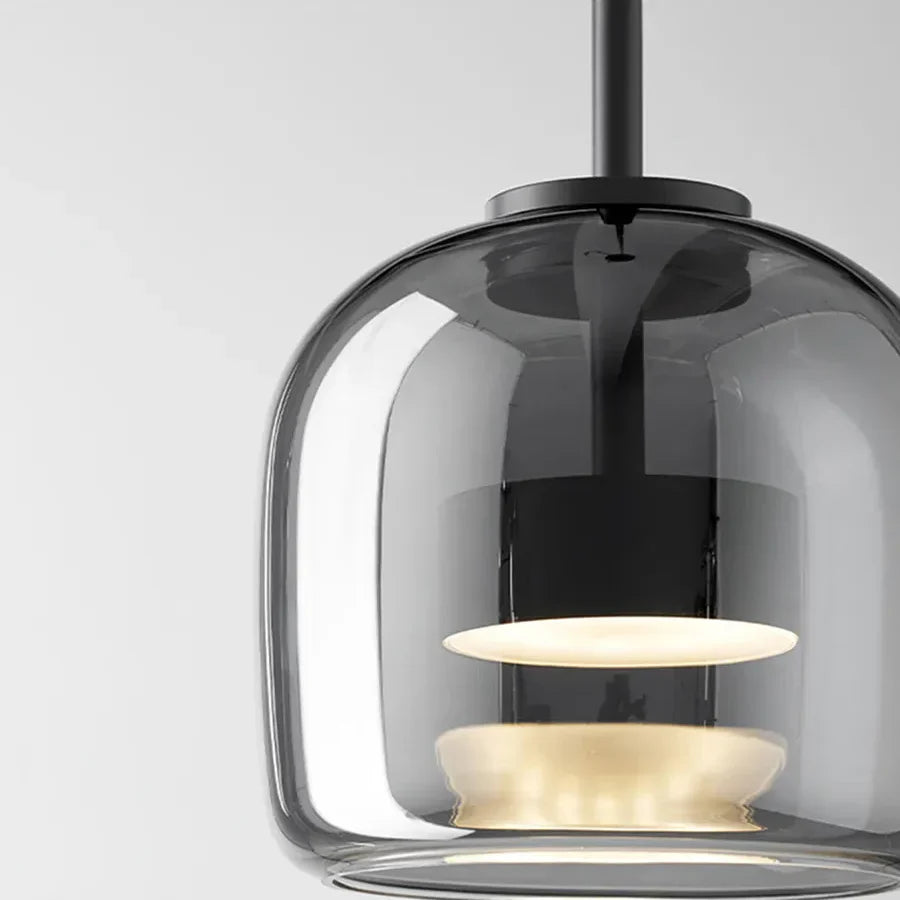 Pendant Light Glass 102.0 cm x 38.0 cm Cognac Or Smoke Grey Dining Room Kitchen Island Scandinavian Hanging Ceiling Lamp | Thomler