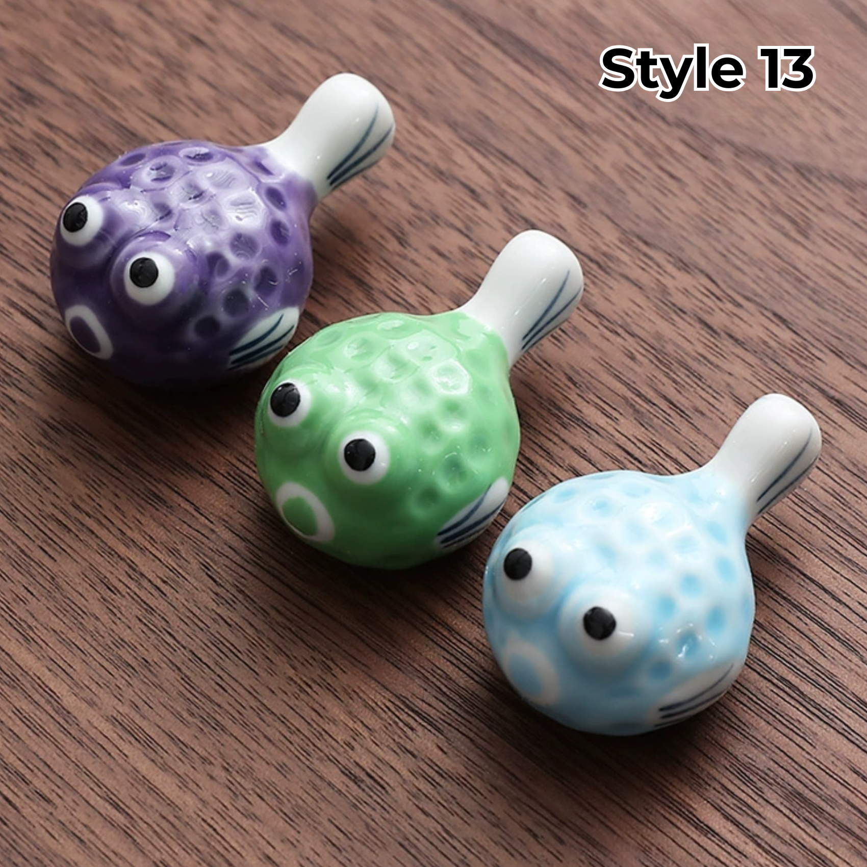 Porcelain Utensil Holders with Animal and Fruit Designs for Asian Dining – Set of 3 Decorative Tabletop Rests | Thomler