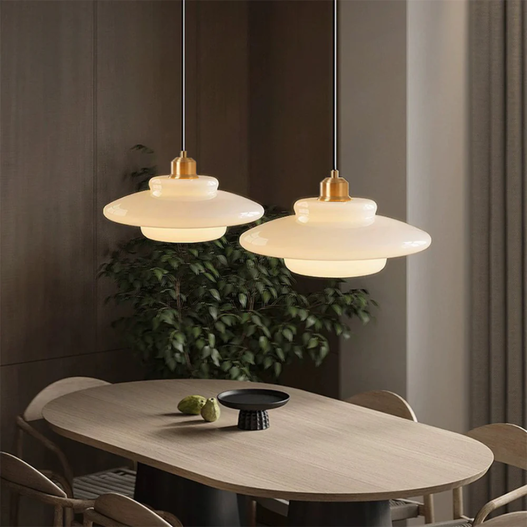 Pendant Light Glass Adjustable 120.0 cm Cream Gold Dining Room Kitchen Island Hanging Ceiling Lamp | Thomler