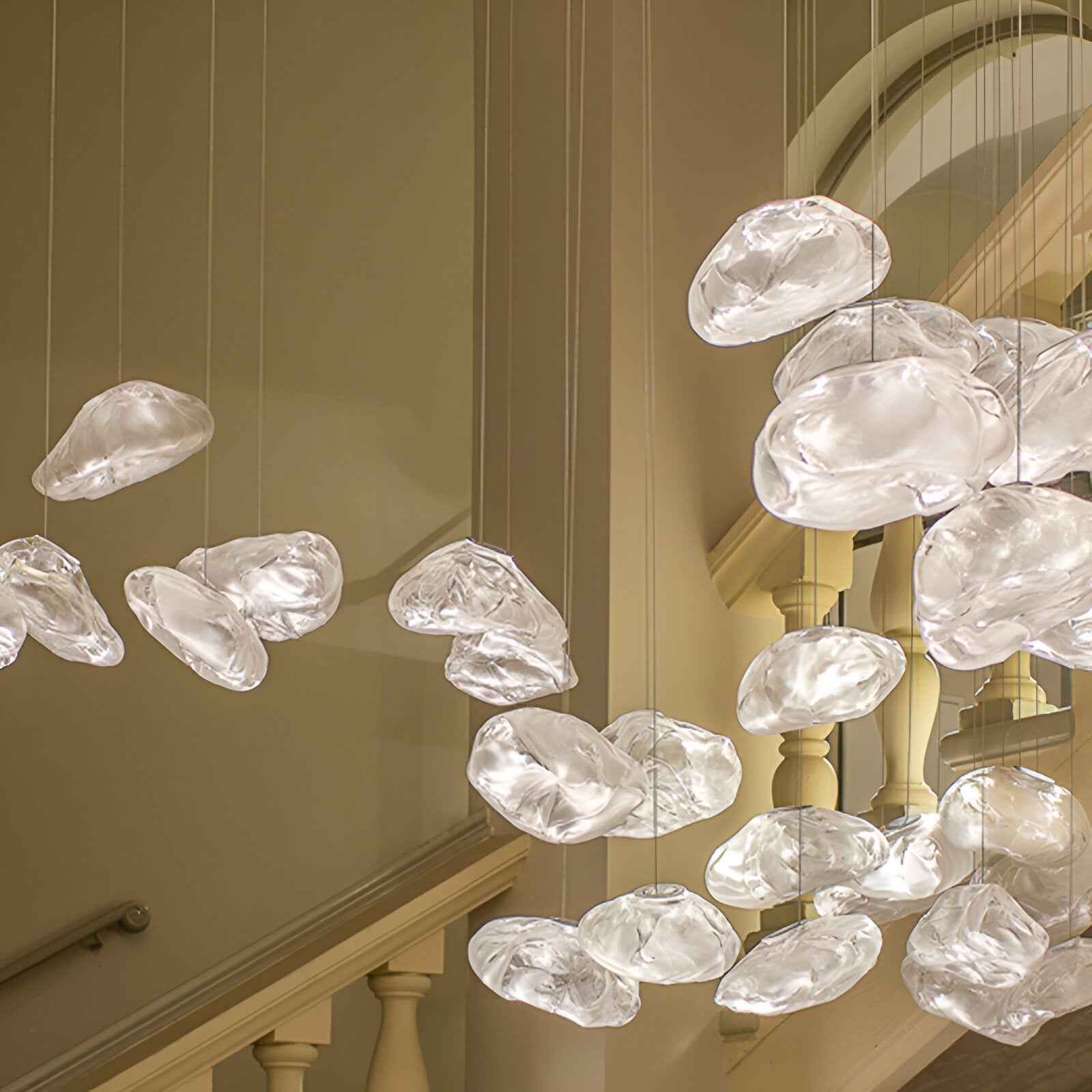Pendant Light Glass Cloud 15.7 in Amber Dining Room Kitchen Island Hanging Ceiling Lamp Minimalist Nordic Artistic Fixture | Thomler