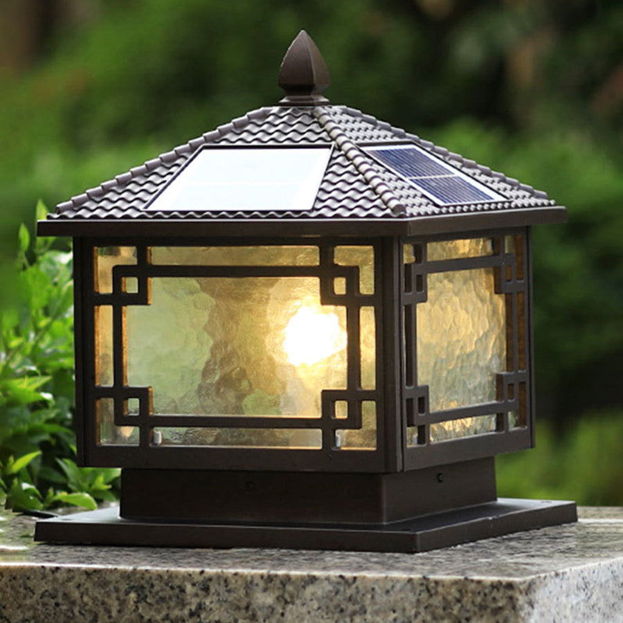 Traditional Post-Mount Garden Lantern – Coffee Gold Finish, All-Weather Aluminum, Glass Shade | Thomler