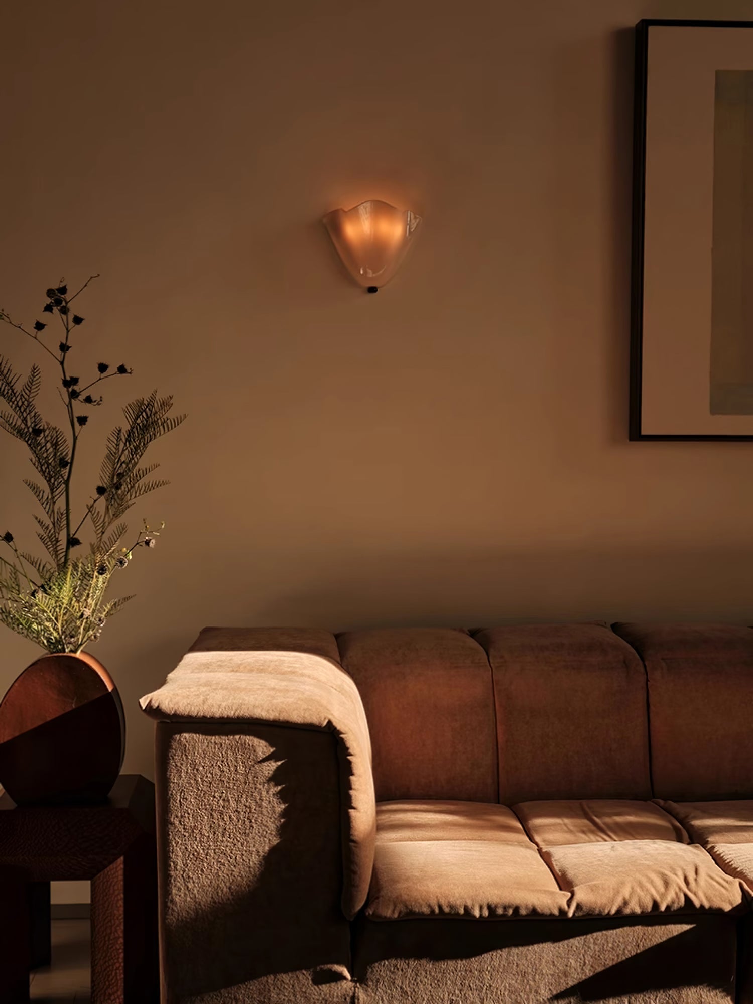 Wall Light 11 in x 10 in x 5.1 in Indoor Metal Glass LED Fixture Beige Green Brown Amber Home Hallway Bedroom Living Room Decorative Lighting | Thomler