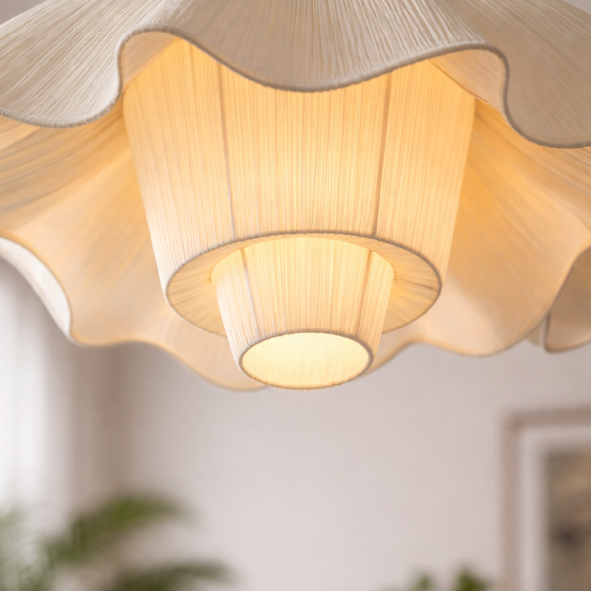 Layered Fabric Bloom Ceiling Fixture – Adjustable Drop Light for Bedroom & Dining Room | Thomler