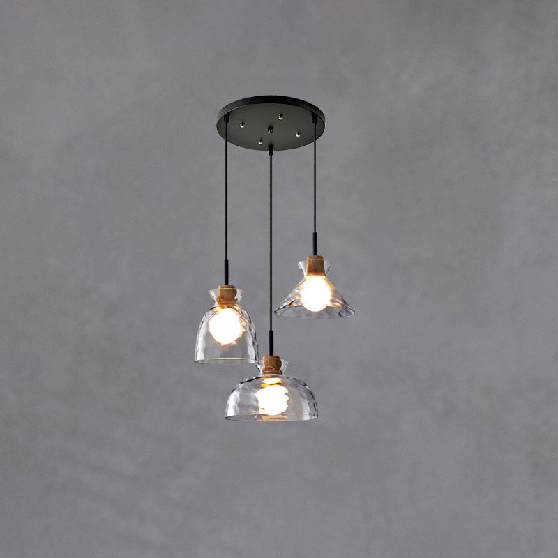Pendant Light Glass Wood 9.8 in Adjustable Modern Bedroom Living Room Study Ceiling Lamp | Thomler