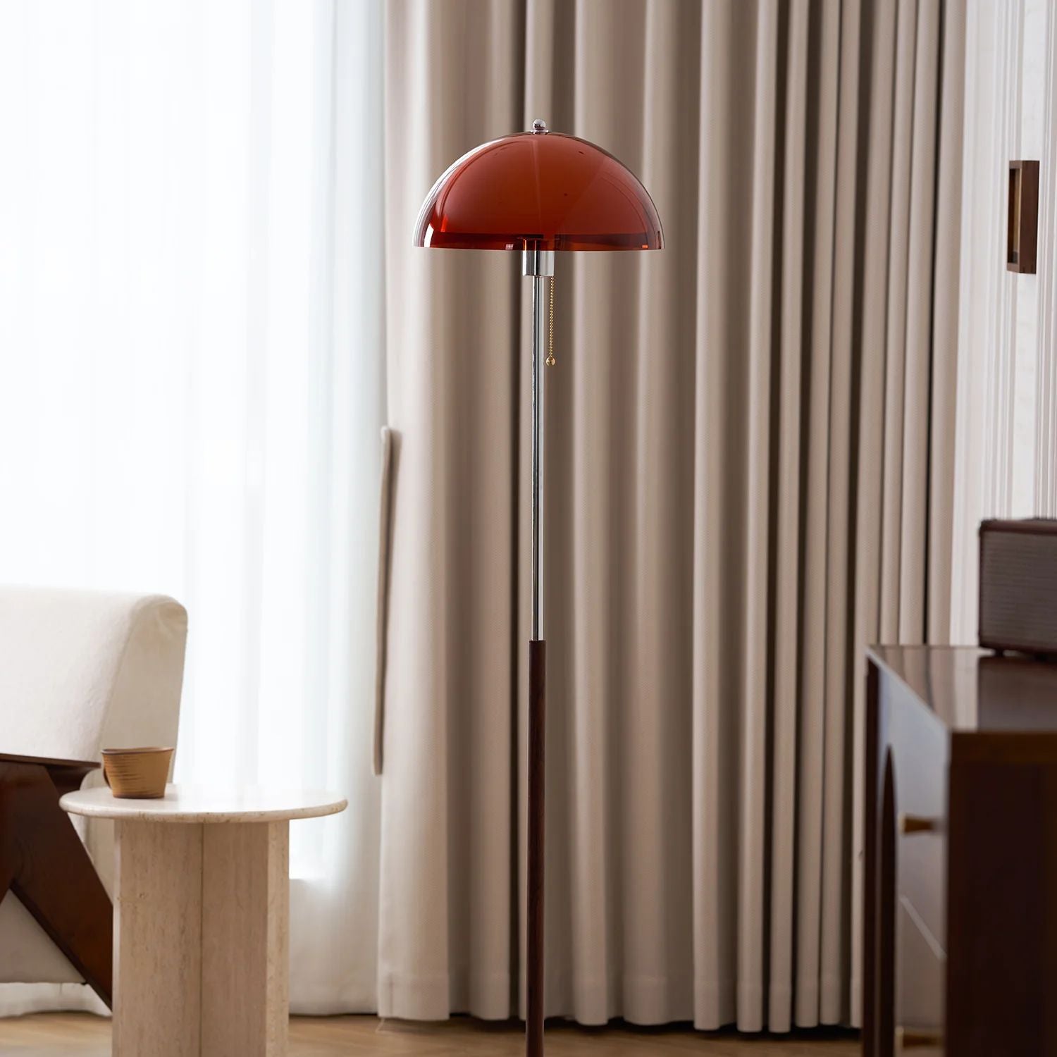 Floor Lamp Wood Metal Amber 160.0 cm Living Room Reading Light Retro Modern Mood Lighting | Thomler