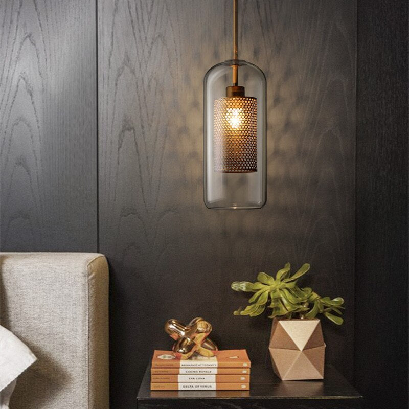 Modern Hanging Ceiling Fixture with Clear Glass Shade & Brass Hardware for Kitchen Island, Dining Room | Thomler