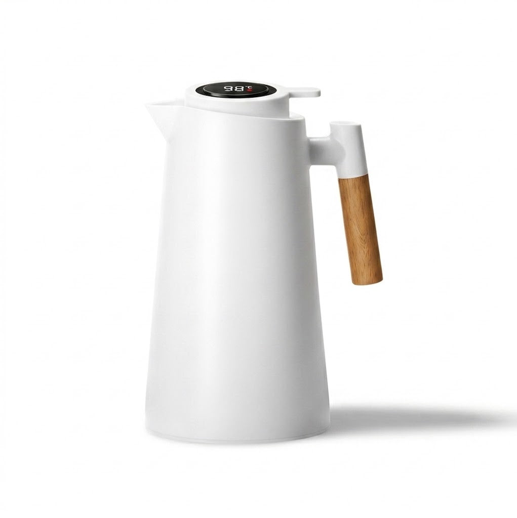 Insulated Stainless Steel Thermal Carafe with Built-In Temperature Display for Hot & Cold Drinks | Thomler