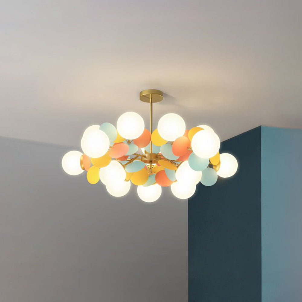 Modern Glass Acrylic Flower Branch LED Chandelier with Color Changing Light for Dining Room & Living Space | Thomler
