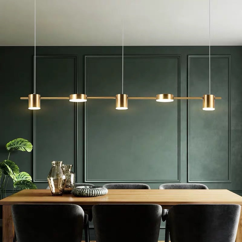 Pendant Light Aluminium 150.0 cm Black Gold Kitchen Island Dining Room LED Ceiling Lamp Adjustable Hanging Lighting | Thomler