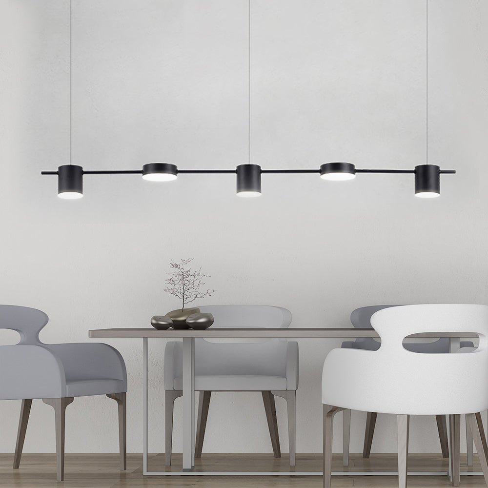 Pendant Light Aluminium 150.0 cm Black Gold Kitchen Island Dining Room LED Ceiling Lamp Adjustable Hanging Lighting | Thomler
