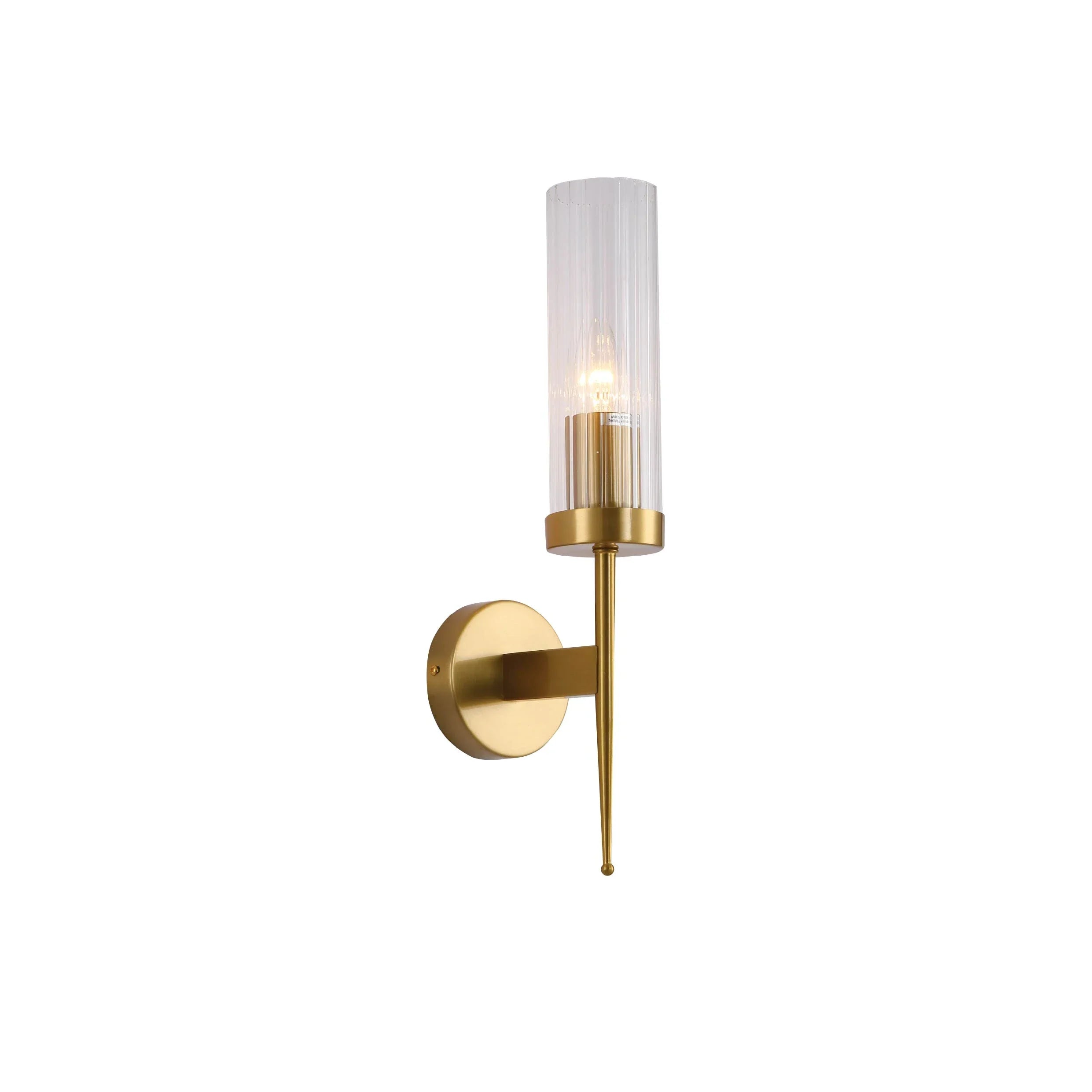 Wall Lamp Steel Ribbed Glass 41.0 cm Dimmable E27 Bedroom Hallway Living Room Art Deco Vintage Sconce Light | Thomler