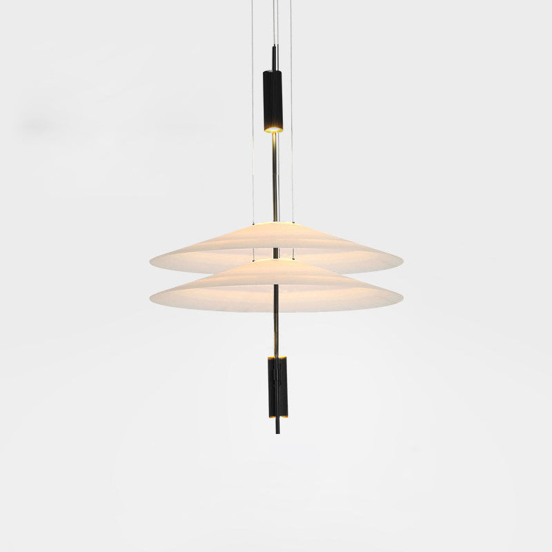 Pendant Light Metal 26 in White LED Ceiling Chandelier Indoor Dining Room Living Area Hanging Lamp | Thomler
