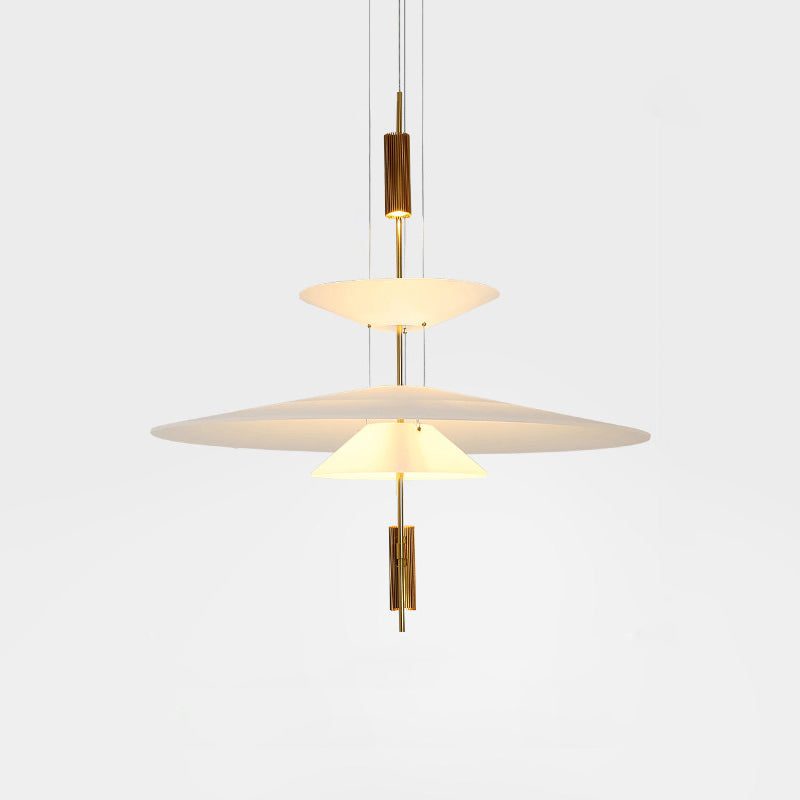 Pendant Light Metal 26 in White LED Ceiling Chandelier Indoor Dining Room Living Area Hanging Lamp | Thomler