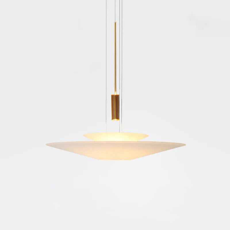 Pendant Light Metal 26 in White LED Ceiling Chandelier Indoor Dining Room Living Area Hanging Lamp | Thomler