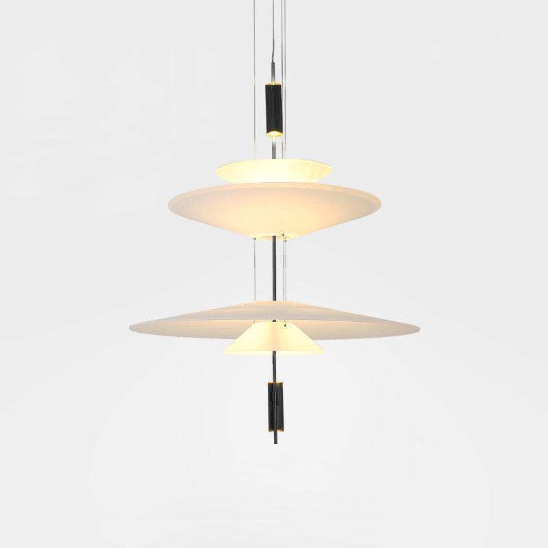 Pendant Light Metal 26 in White LED Ceiling Chandelier Indoor Dining Room Living Area Hanging Lamp | Thomler