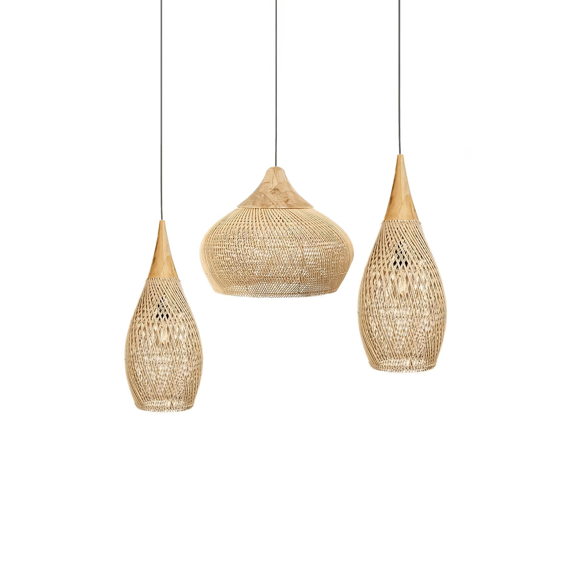Pendant Light Rattan Braided 23.6 in Adjustable Dining Room Kitchen Island Hanging Ceiling Lamp Natural Woven Lighting Fixture | Thomler
