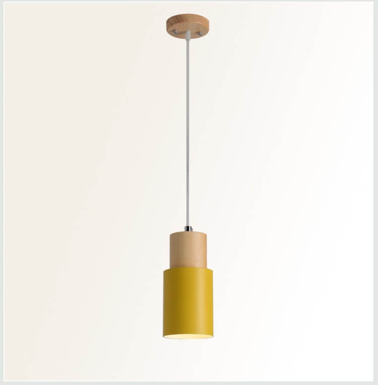 Pendant Light Wood Cylinder Multicolour Adjustable Dining Room Kitchen Ceiling Hanging Lamp | Thomler