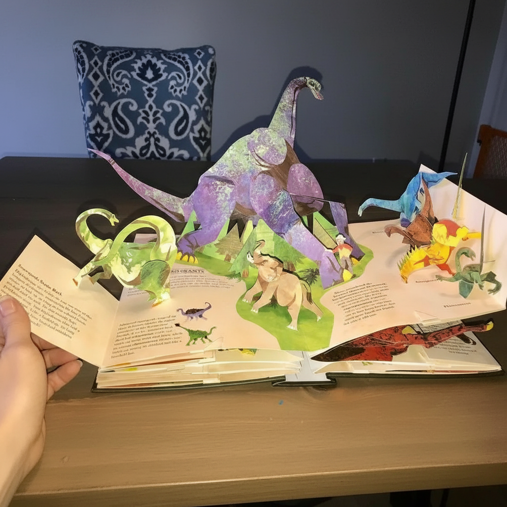 Interactive 3D Pop-Up Dinosaur Book for Kids Educational Prehistoric Adventure Story Time | Thomler