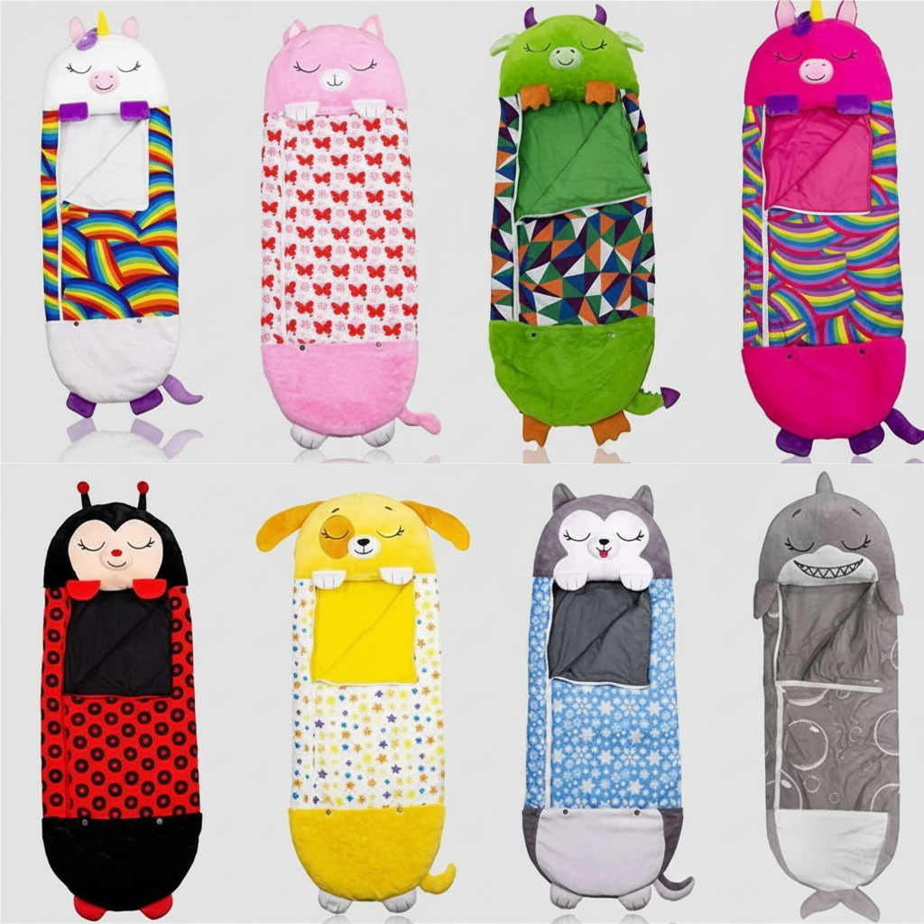 Kids' Convertible Sleeping Bag with Pillow Function in Adorable Animal Character Designs for Sleepovers Travel Nap Time Daycare Home Use Lig | Thomler