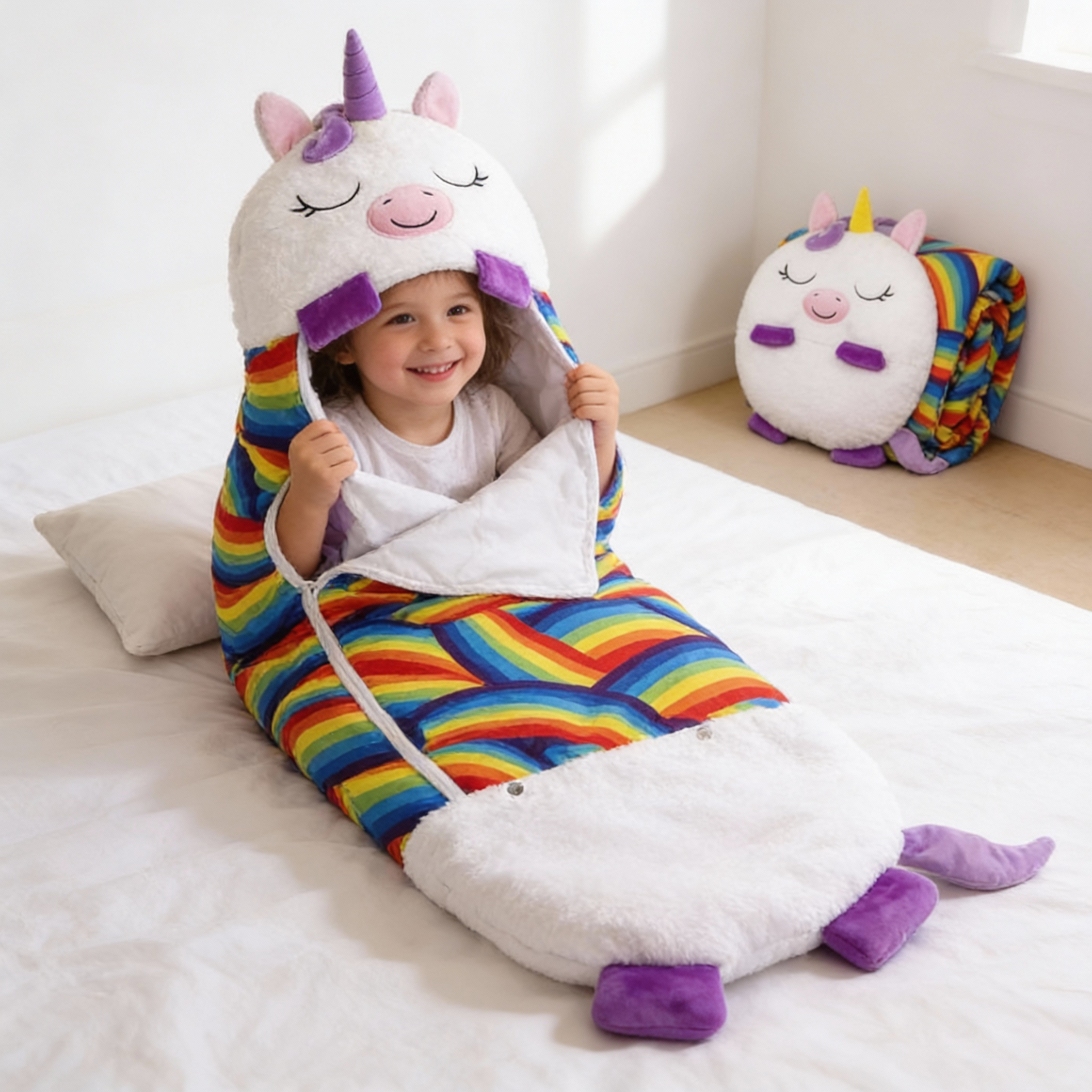 Kids' Convertible Sleeping Bag with Pillow Function in Adorable Animal Character Designs for Sleepovers Travel Nap Time Daycare Home Use Lig | Thomler