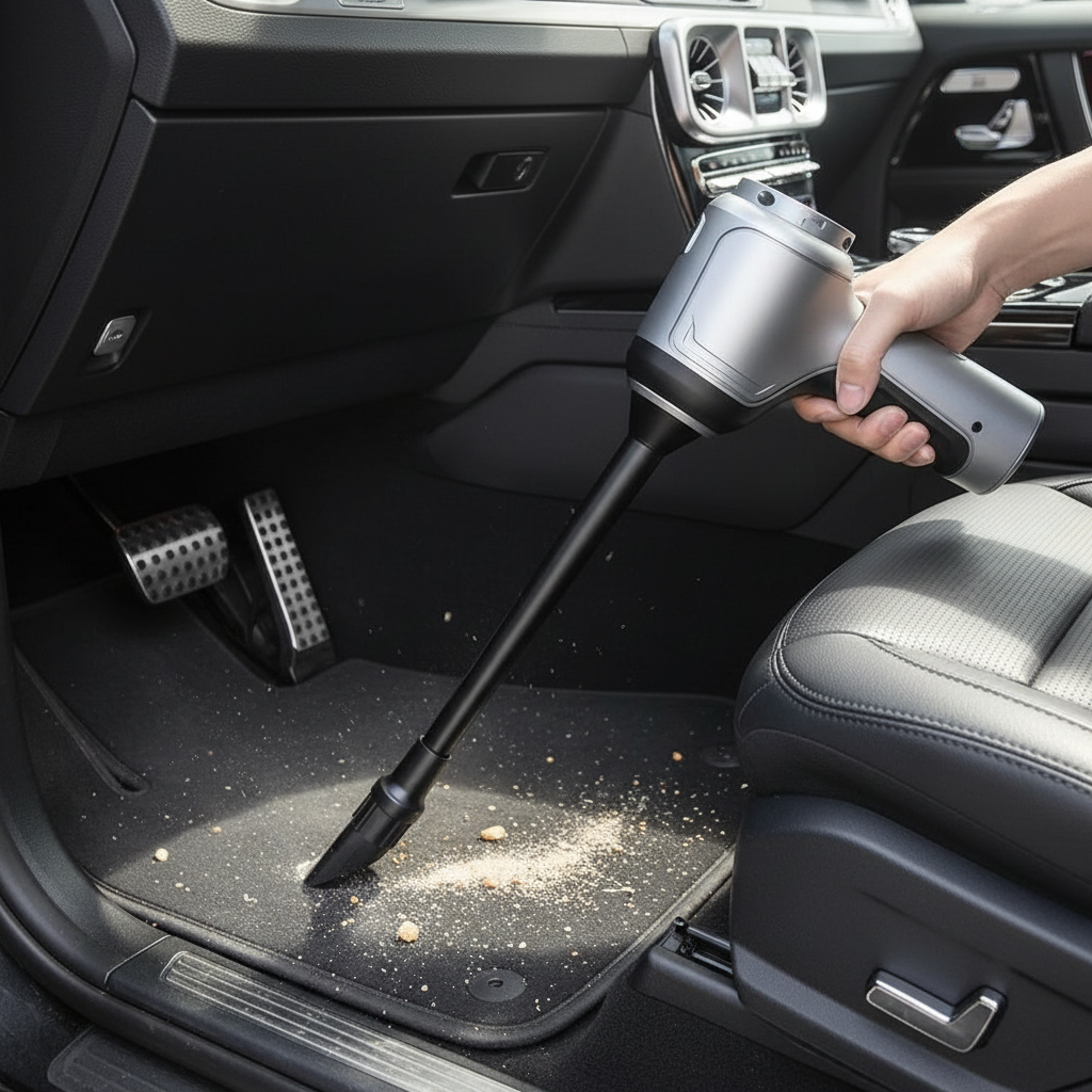 Handheld Rechargeable Auto Vacuum with Strong Suction for Car Interiors, Upholstery, Seats, Floor Mats, Pet Hair Removal, Portable Cordless | Thomler