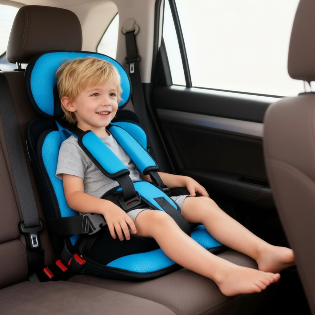 Compact Travel Booster Seat for Kids with 5-Point Safety Harness & Portable Folding Design for Car, Taxi & Plane | Perfect for Toddlers & | Thomler