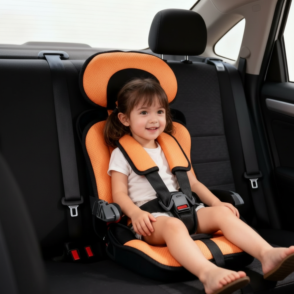 Compact Travel Booster Seat for Kids with 5-Point Safety Harness & Portable Folding Design for Car, Taxi & Plane | Perfect for Toddlers & | Thomler
