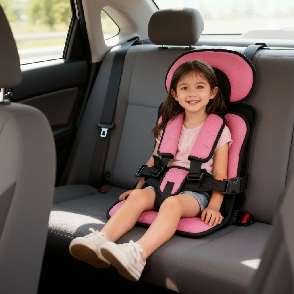Compact Travel Booster Seat for Kids with 5-Point Safety Harness & Portable Folding Design for Car, Taxi & Plane | Perfect for Toddlers & | Thomler
