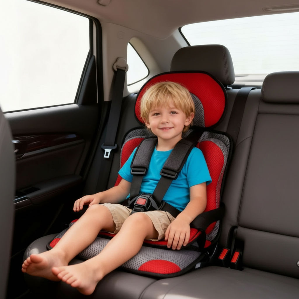 Compact Travel Booster Seat for Kids with 5-Point Safety Harness & Portable Folding Design for Car, Taxi & Plane | Perfect for Toddlers & | Thomler