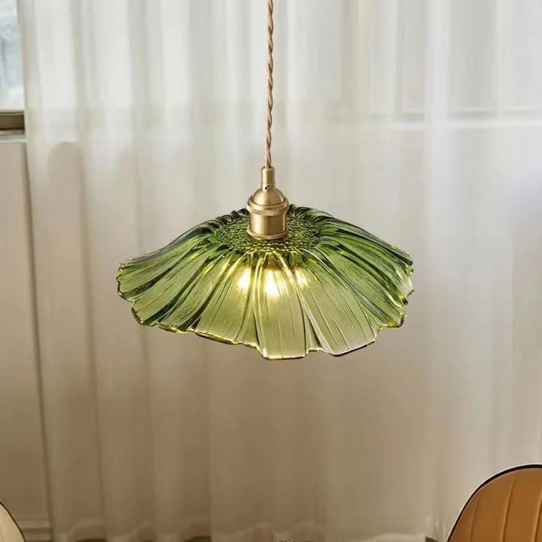 Pendant Light Ribbed Glass 28.0 cm Deep Red Dining Room Kitchen Island Hanging Ceiling Lamp Vintage E27 Adjustable Cord | Thomler