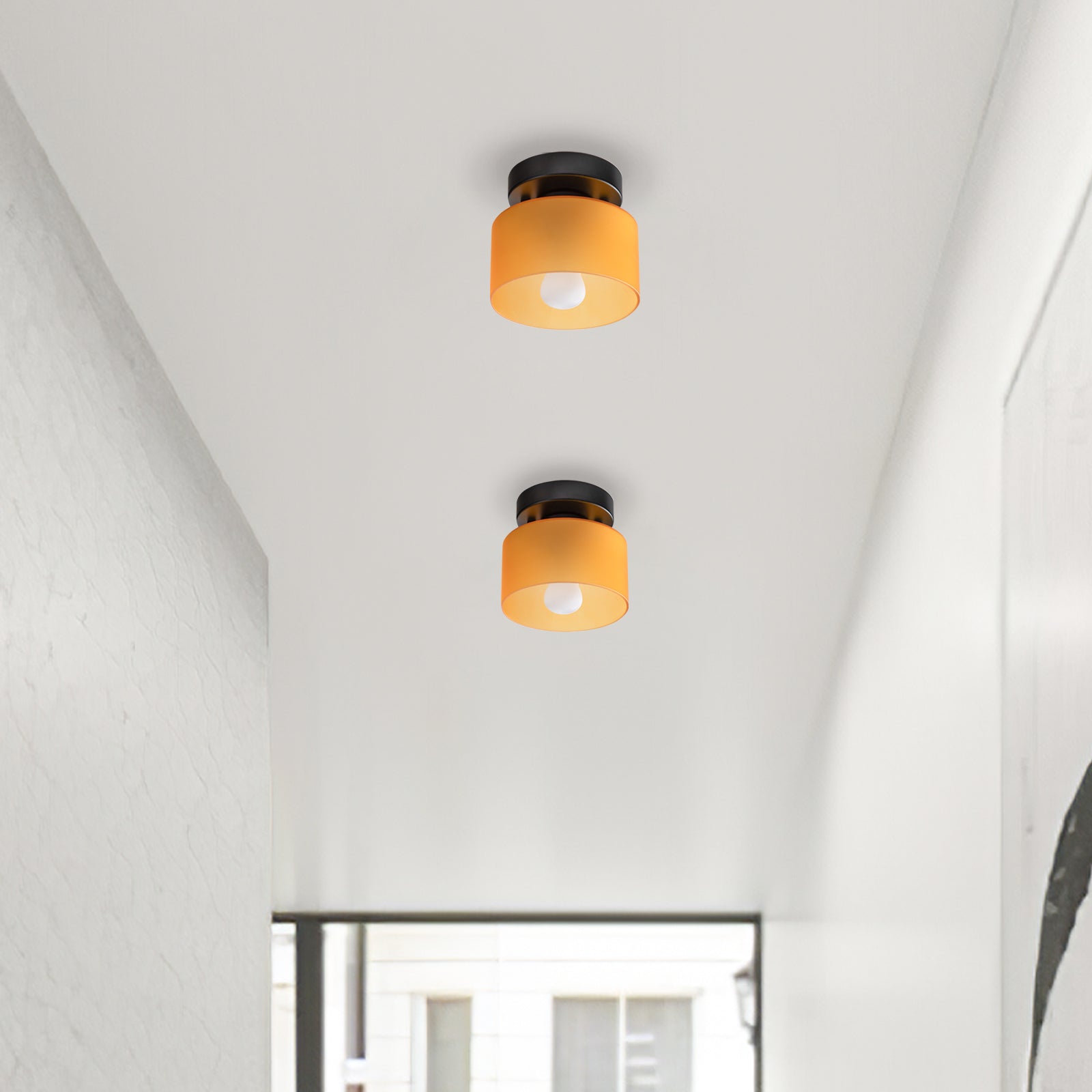 Ceiling Lamp Glass E27 E26 Amber Kitchen Hallway Living Room Retro Flush Mount Lighting | Thomler