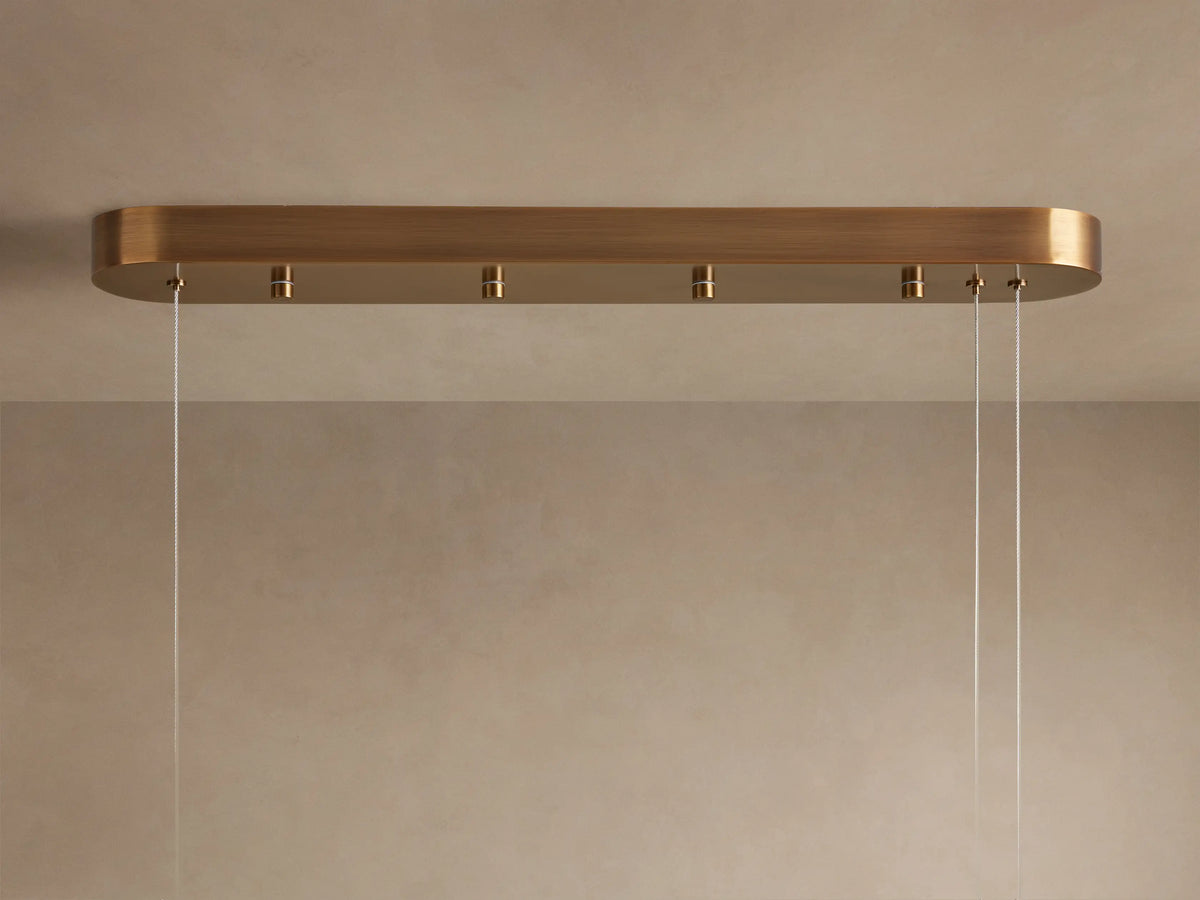 Linear Alabaster Stone Chandelier with Integrated LED – Modern Overhead Dining Room Island Light Fixture for Kitchen Contemporary Ceiling | Thomler