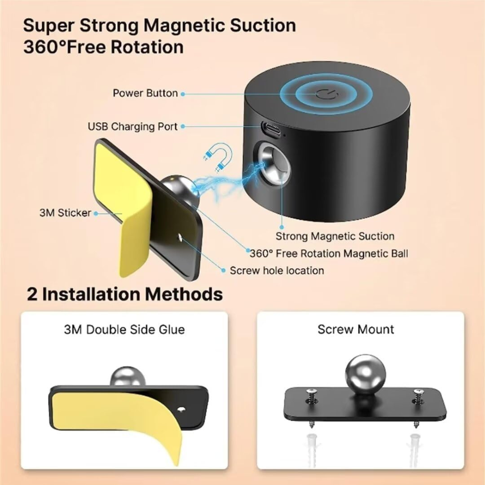 Rechargeable LED Wall Sconce – Magnetic Cylindrical Fixture with Remote Control for Bedroom & Living Room | Thomler